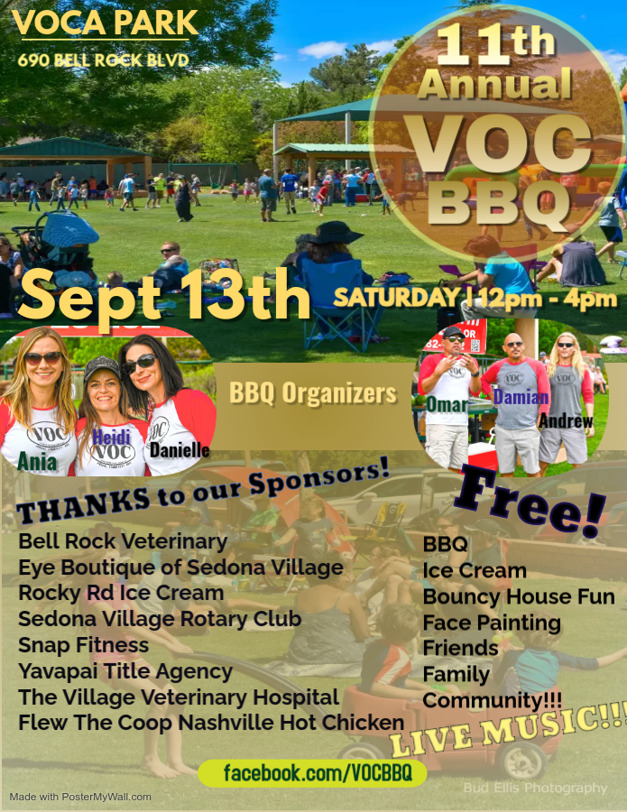 Community members enjoying the 11th Annual Village of Oak Creek BBQ at VOCA Park with live music, BBQ, ice cream, and kids’ activities