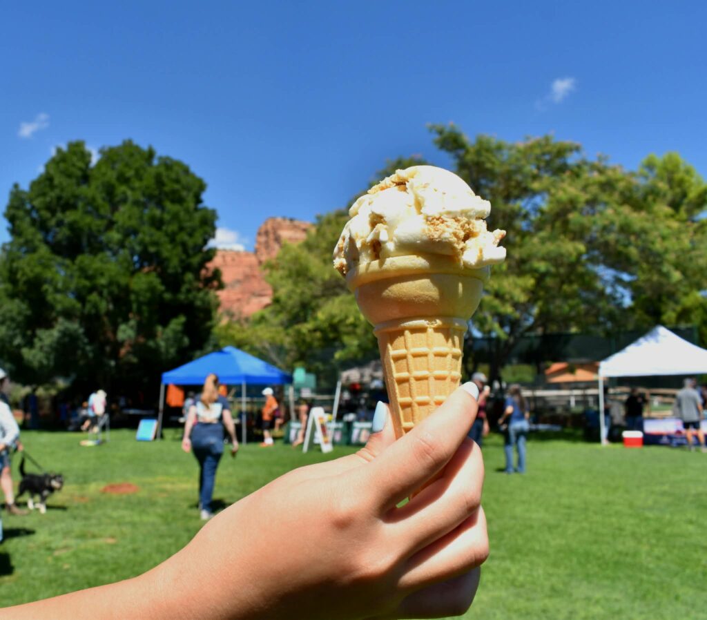 Rocky RD Ice Cream serving its exclusive Javelina Tracks flavor at the VOC Community BBQ